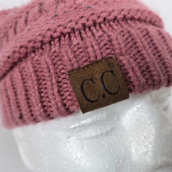 C.C Beanie Hats Women's OSFM Pink, Black and Tan 3 Pack Knit Acrylic - Picture 3 of 12